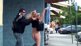 Pretty babe is getting upskirt on the street