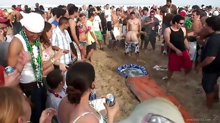 Drunk Party Girls in Sexy Bikinis at the Beach