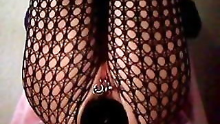 Lady with huge dildo up ass