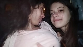 Threesome sex with two in car!!! Cum in mouth and swallow