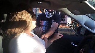 Married woman fucking tasty in the car and showing off in public, Tai a Kzada enjoying a lot - complete in red