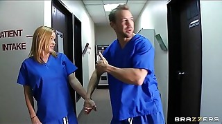Slutty blonde nurse sneaks off at work to bang a hospital intern